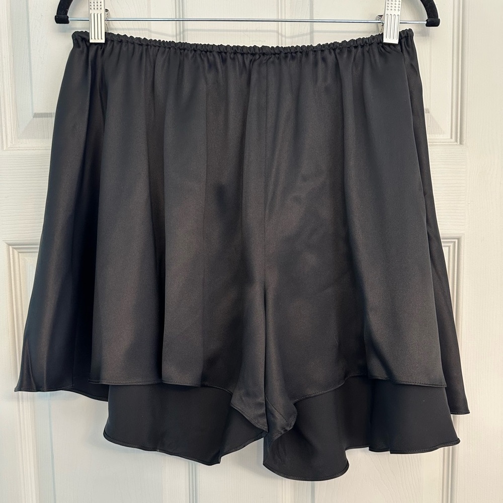 Rosamosario 100% Silk Satin French Knicker Tap Pant Black Silk Satin Boxer Short